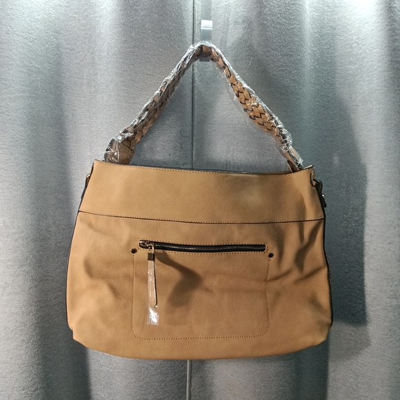 New Beige Braided Shoulder Bag - Picture 1 of 11